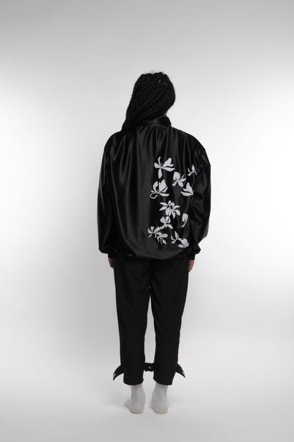 Haru Black Satin Jacket